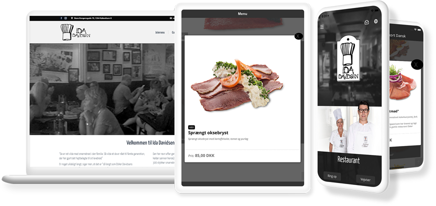 Restaurant app til Ida Davidsen, digitale menukort, webshop & app udvikling